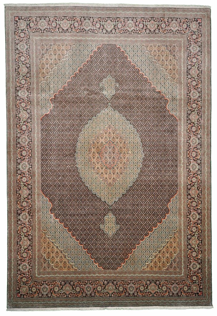 Tabriz Tappeto persiano 360x250 Nero (Iran) Annodato A Mano