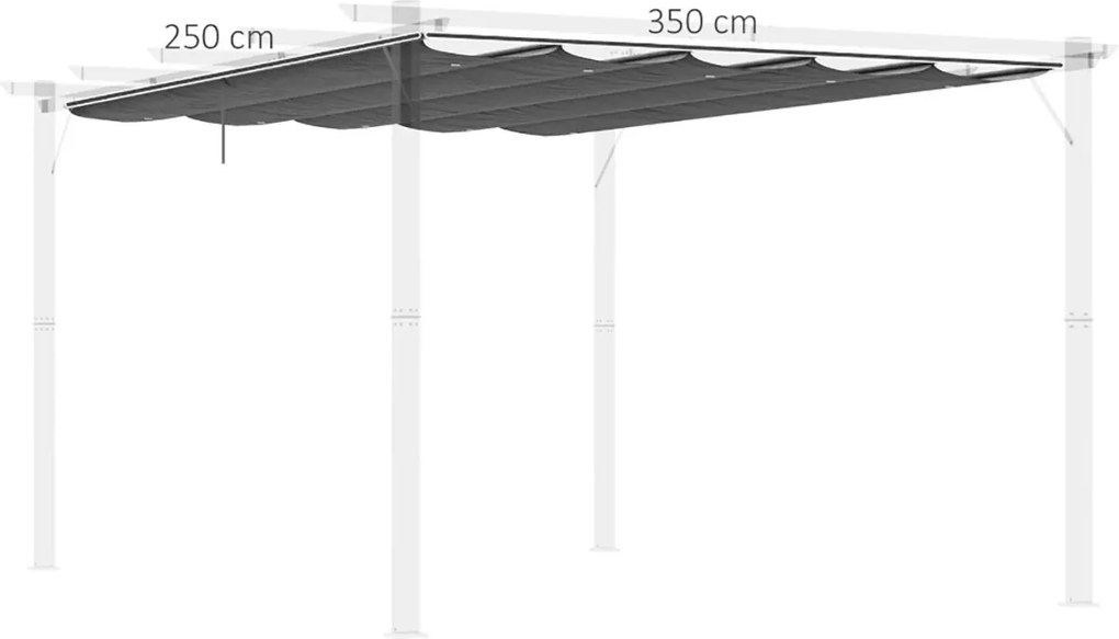 Telo di Ricambio per Pergola da Giardino 350x260 cm in Poliestere Grigio Scuro...