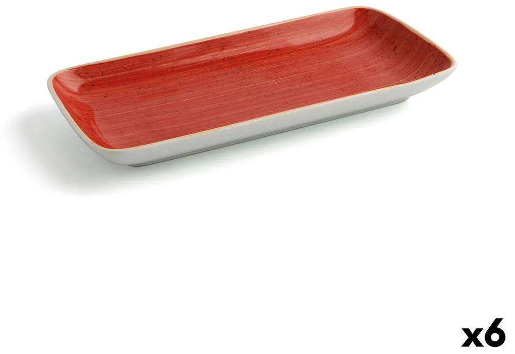 Teglia da Cucina Ariane Terra Rettangolare Ceramica Rosso (28 x 14 cm) (6 Unità)