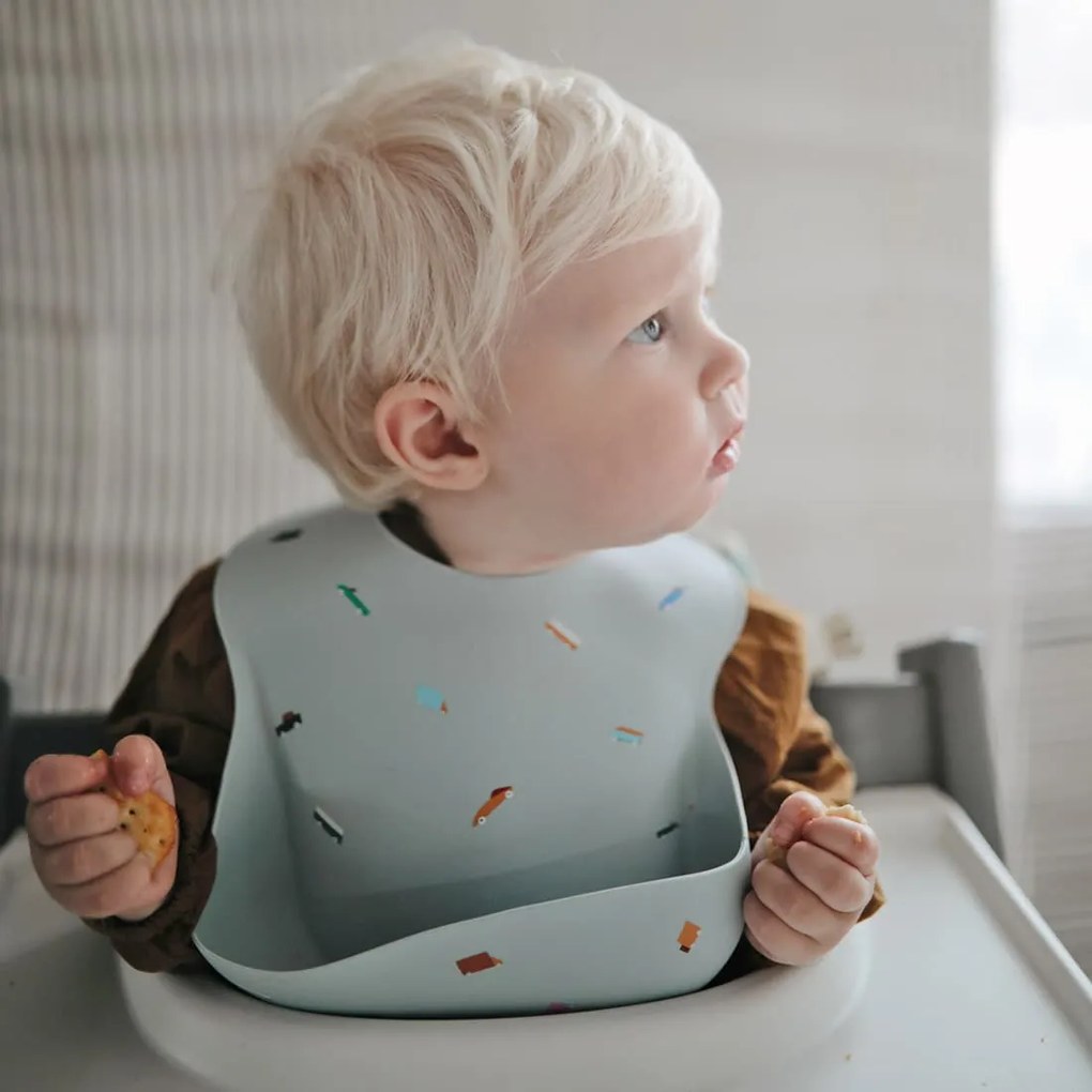 Bavaglino in silicone Mushie - Black numbers