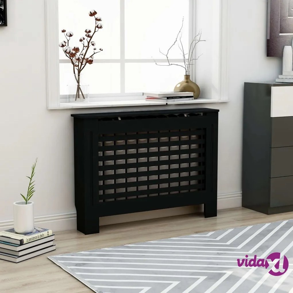 vidaXL Copertura per Radiatore Nera 112x19x81,5 cm in MDF