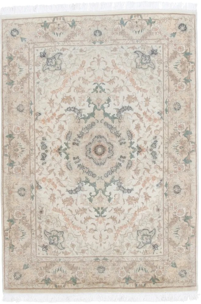 Tabriz Tappeto 140 x 100 Verde (Iran) Annodato A Mano