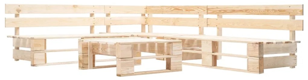 Set Divani Da Giardino Con Pallet 4 Pz Naturale İn Legno /