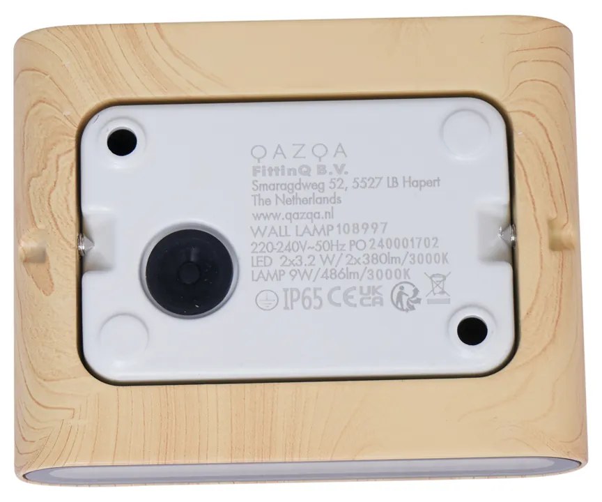 Lampada da parete scandinava per esterni effetto legno 11,5 cm con LED integrato IP65 - Batt