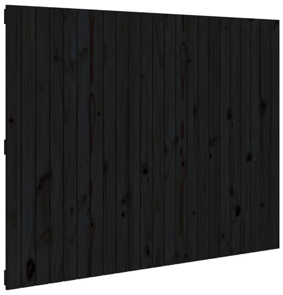 Testiera da parete nera 146,5x3x110cm in legno massello di pino