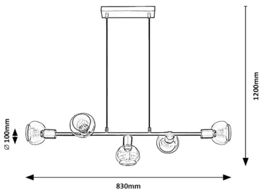 Rabalux 3297 - Lampadario su corda SULLIVAN 5xE14/40W/230V