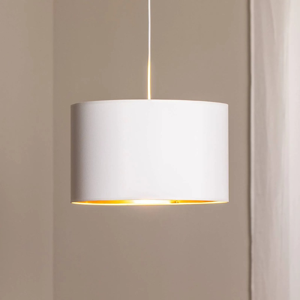 Luminex Lampada a sospensione Soho cilindrica a 1 luce Ø 40 cm bianco/oro