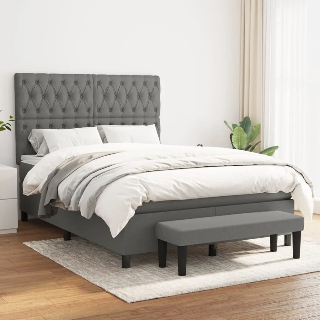Giroletto A Molle Con Materasso Grigio Scuro 140x200cm Tessuto /