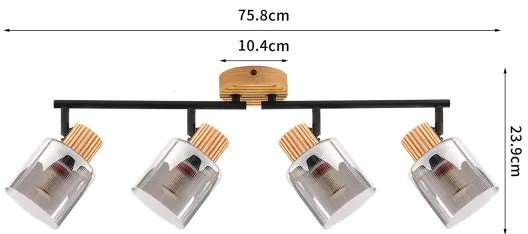 Brilagi - Faretto HYGGE 4xE14/15W/230V legno/fumé