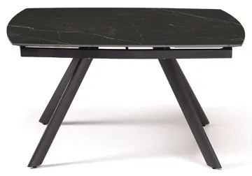 Tavolo moderno allungabile a 210 cm base metallo e piano effetto Marmo Nero TERENCE