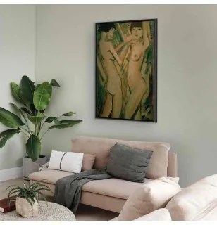 Quadro - Zwei Mädchen (Otto Mueller) In cornice nera di legno 60x90
