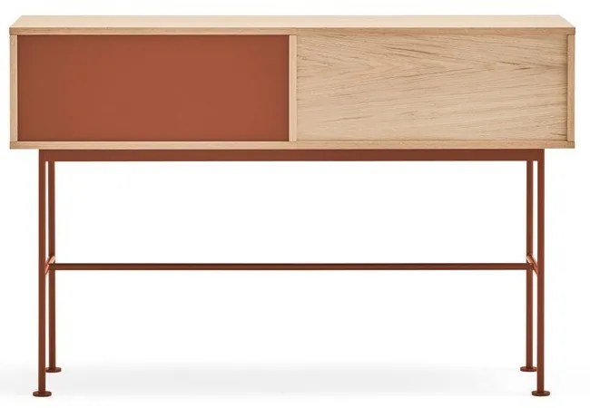 Consolle rosso mattone con impiallacciatura in rovere Yoko - Teulat
