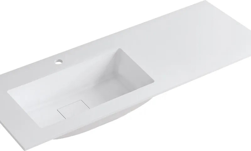 Lavabo a incasso rettangolare vasca a sinistra L 120.5 x H 15 x P 46 cm in resina bianco lucido