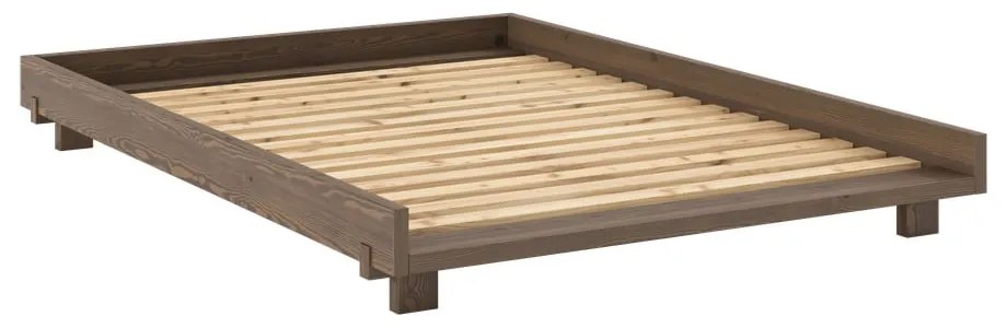 Letto matrimoniale marrone in pino massiccio con rete inclusa 140x200 cm Social – Karup Design