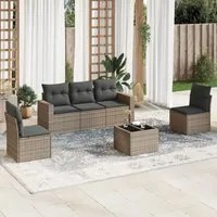 Set Divano da Giardino 6 pz con Cuscini Grigio in Polyrattan 3251137