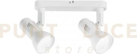 Spot carrera bianco 2 luci attacco e27 28,5x26x18,7cm in metallo or...