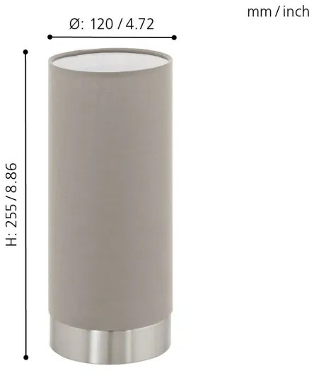 Eglo 95122 - Lampada da tavolo dimmerabile PASTERI 1xE27/40W/230V