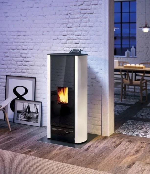 Stufa A Pellet Ermetica Ecofire Ad Aria 9kw In Acciaio Bianco Palazzetti Cecile Lux 9