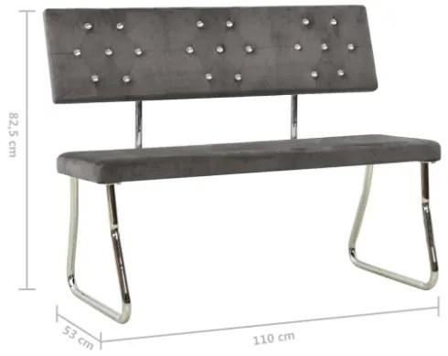 Panca 110 cm in Velluto Grigio Chiaro