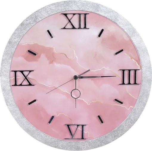 Orologio da parete D 57 cm - Moderno con Effetto Marmo Rosa