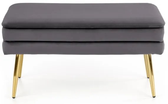 Panca trapuntata con contenitore VELVA 37x78 cm grigio/oro