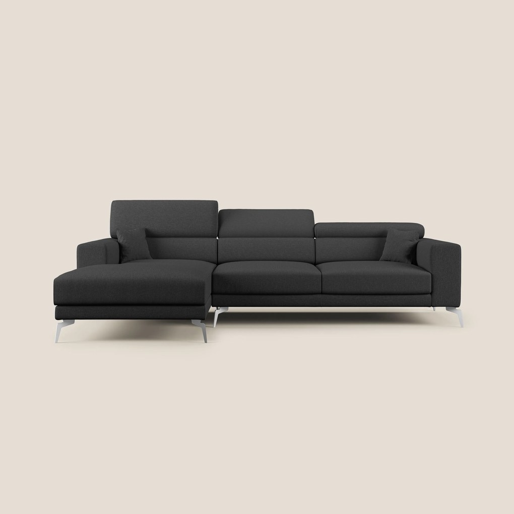Blade Divano moderno angolare con poggiatesta reclinabili in tessuto impermeabile simil-cotone T13