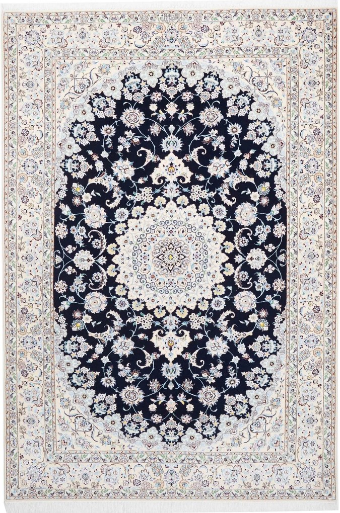 Nain Tappeto persiano 230x160 Blu (Iran) Annodato A Mano