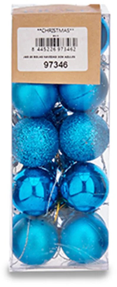 Set di palline di Natale Ø 3 cm Azzurro Plastica (12 Unità)