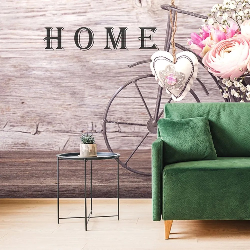 Carta da parati – Fiori in vaso vintage con scritta