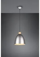 Lampada Sospensione Cucina Jagger Metallo Nichel Inserto Legno Trio Lighting