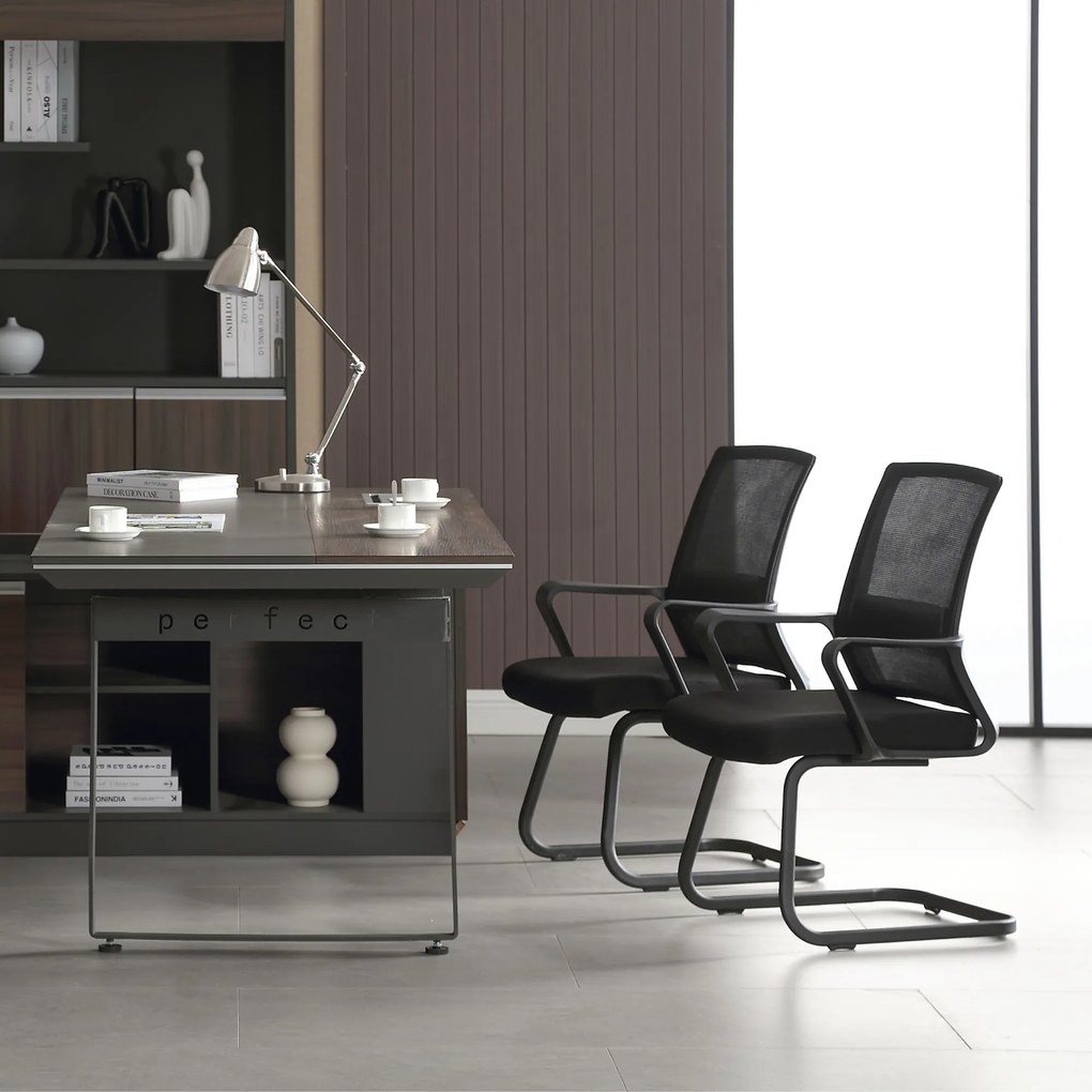 Set 2 Sedie Ufficio Ospiti per Riunioni Conferenza Sala d'attesa Visitatori