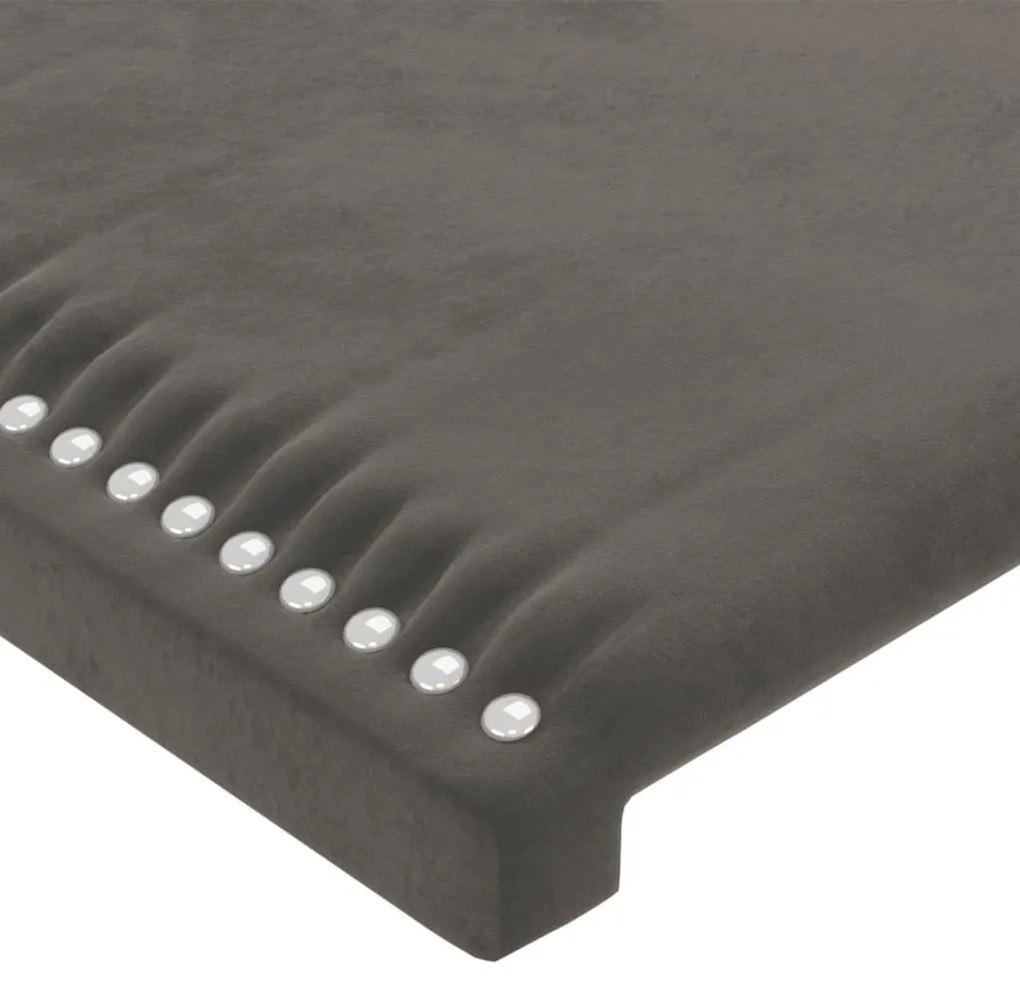 Testiera a led grigio scuro 183x16x78/88 cm in velluto