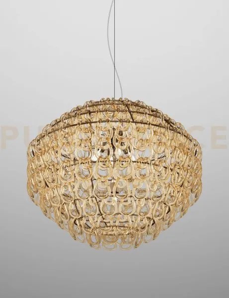 Giogali sospensione 85 cristallo ambra e bronzo opaco 5 luci attacc...