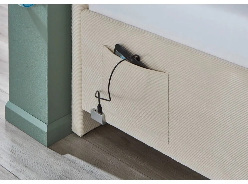 Letto da bambini beige imbottito con contenitore con rete inclusa 90x200 cm Cool – Meise Möbel