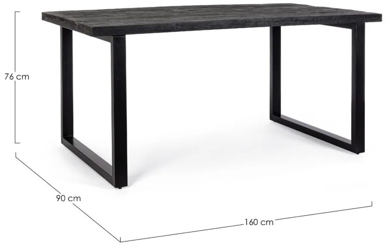 Tavolo HASTINGS rettangolare in legno di mango e base antracite acciaio 160&#215;90 cm