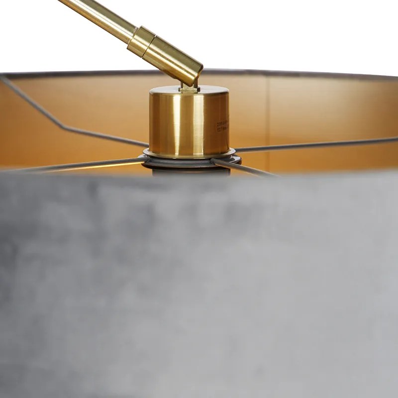 Lampada da terra moderna con paralume in velluto oro grigio 50 cm - Editor