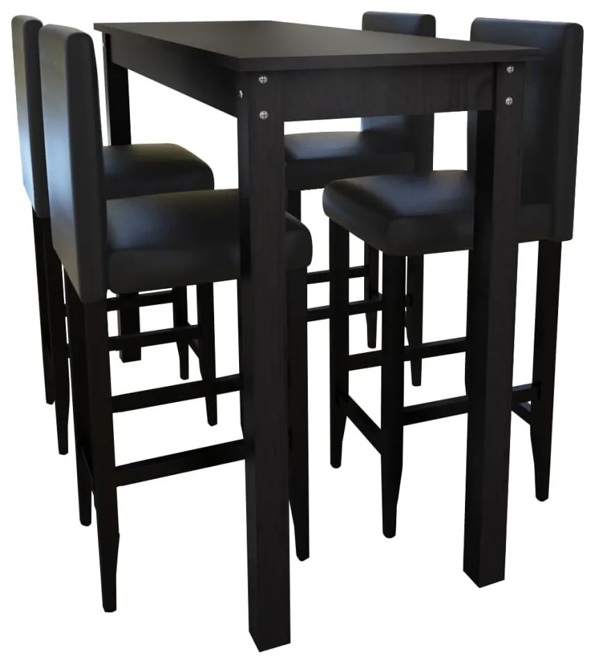 Set Tavolino Da Bar Con 4 Sgabelli Neri /