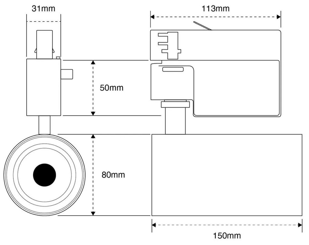 Faro LED 30W Trifase Nero 60° 120lm/W CRI92 no Flickering - BRIDGELUX LED Colore Bianco Caldo 2.700K