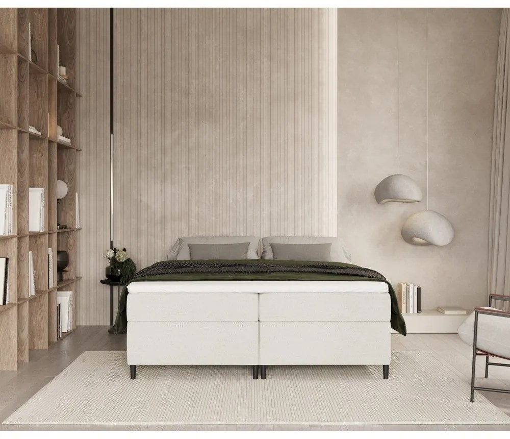Letto boxspring crema con contenitore 200x200 cm Araya - Maison de Rêve