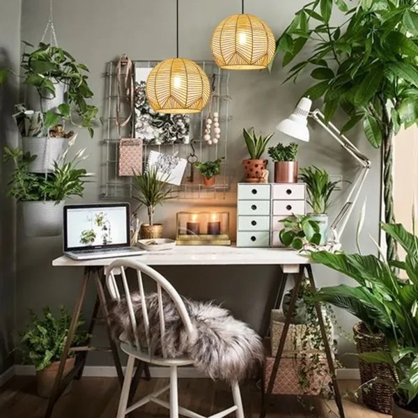 Immax 08258L - Lampadario a sospensione con filo PELO 1xE27/40W/230V diametro 30 cm rattan