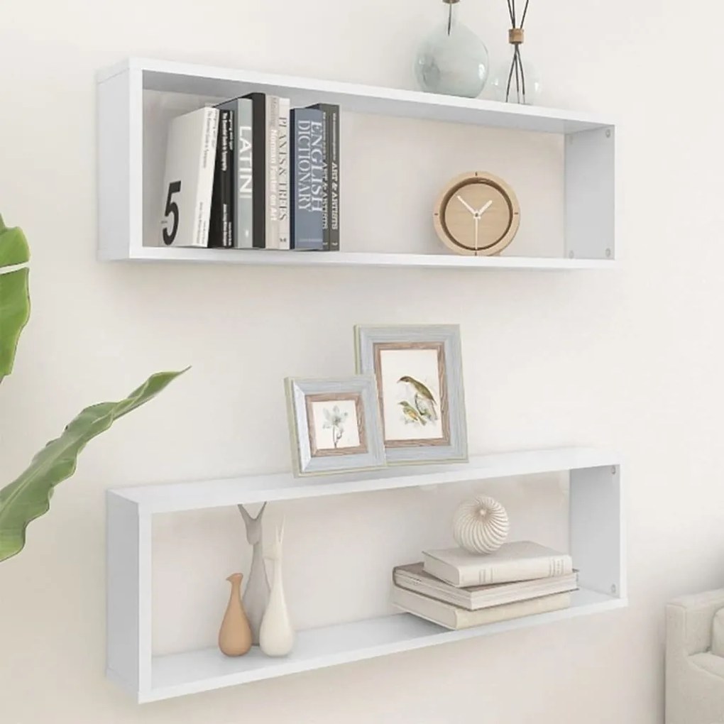 Mensole Parete A Cubo 2 Pz Bianco 100x15x30 Cm İn Multistrato /