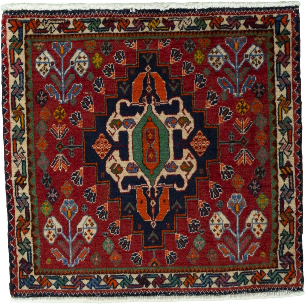 Shiraz Tappeto persiano 60 x 60 Rosso (Iran) Annodato A Mano