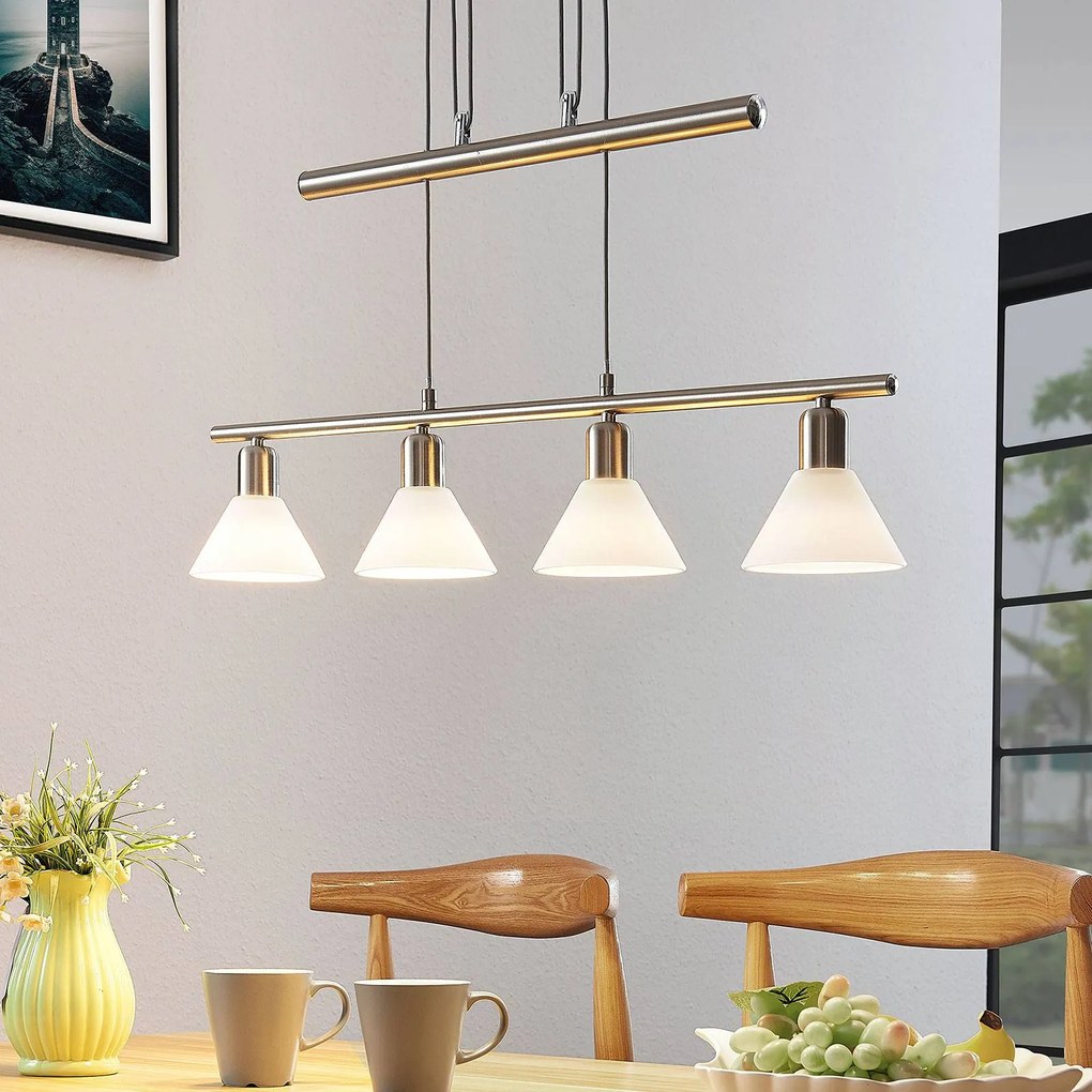 Lampada a sospensione Delira Lindby, dimmerabile, Alluminio / Grigio / Zincato, Soggiorno / Sala da pranzo, Metallo, Moderno, Lampada a sospensione