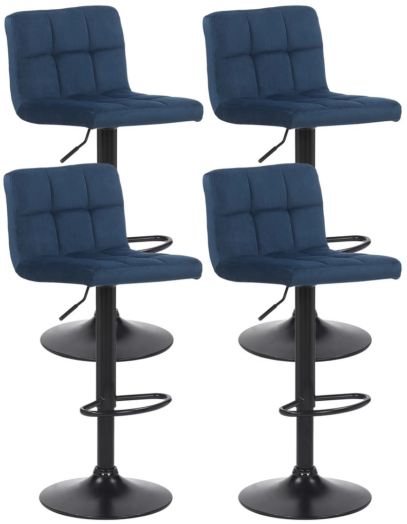 Set 4 Sgabelli Da Bar Feni İn Velluto - Lusso E Comfort Per İl Tuo Spazio Bar / Blau