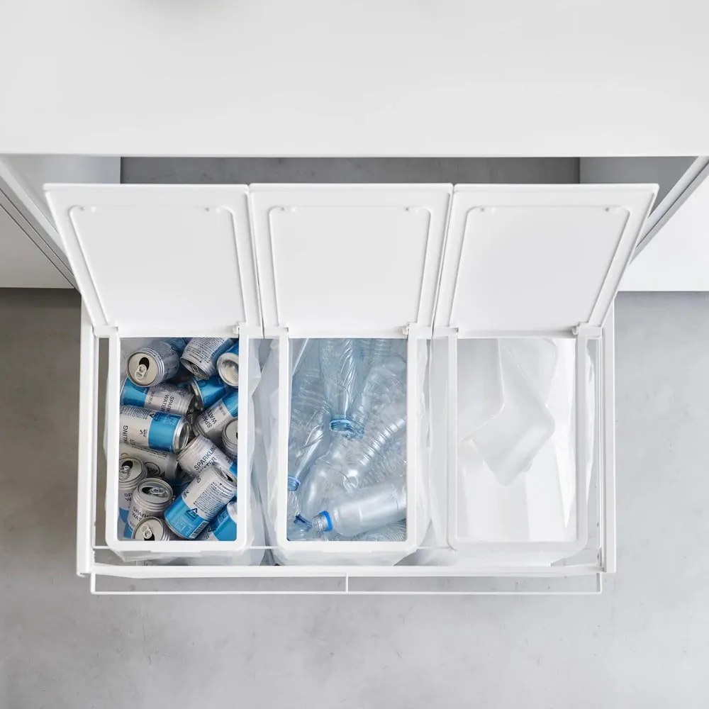 Bidone bianco in metallo per rifiuti differenziati Tower - YAMAZAKI