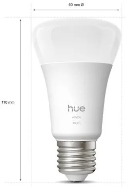 Confezione da 2 lampadine LED dimmerabili Philips Hue WHITE, attacco E27, 9,5 W, 230 V, 2700 K