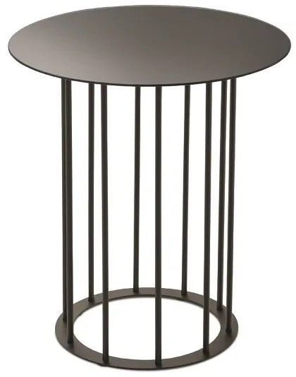 Tavolino tondo D45 cm con base in metallo Nero e piano in vetro Fumč MUTE