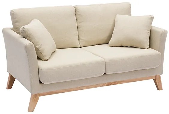 Divano scandinavo 2 posti beige e piedi in legno chiaro OSLO