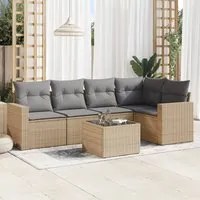 Set Divano da Giardino 6 pz con Cuscini Beige in Polyrattan 3218929