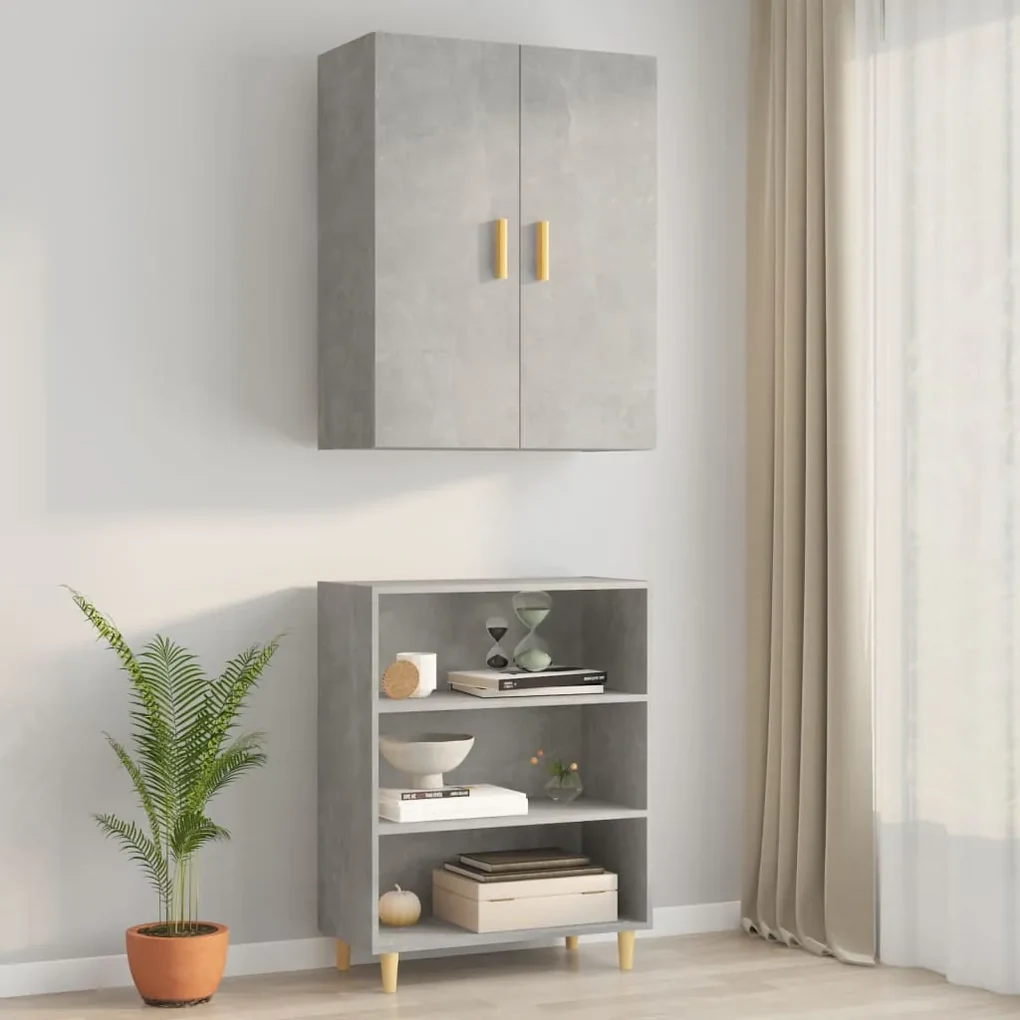 Armadietto pensile a parete grigio cemento 69,5x34x90 cm